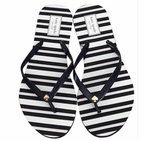 kate spade Shoes - Kate Spade Navy/ Pink Stripes Flip Flops